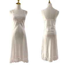 NWT Vintage 90s Wondermaid Bridal White Satin & Lace Full Slip Dress Size 34 