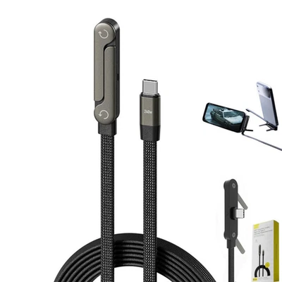 MARKENLOS 240w Fast Charging Foldable Bracket Data Cable with Built-in Holder