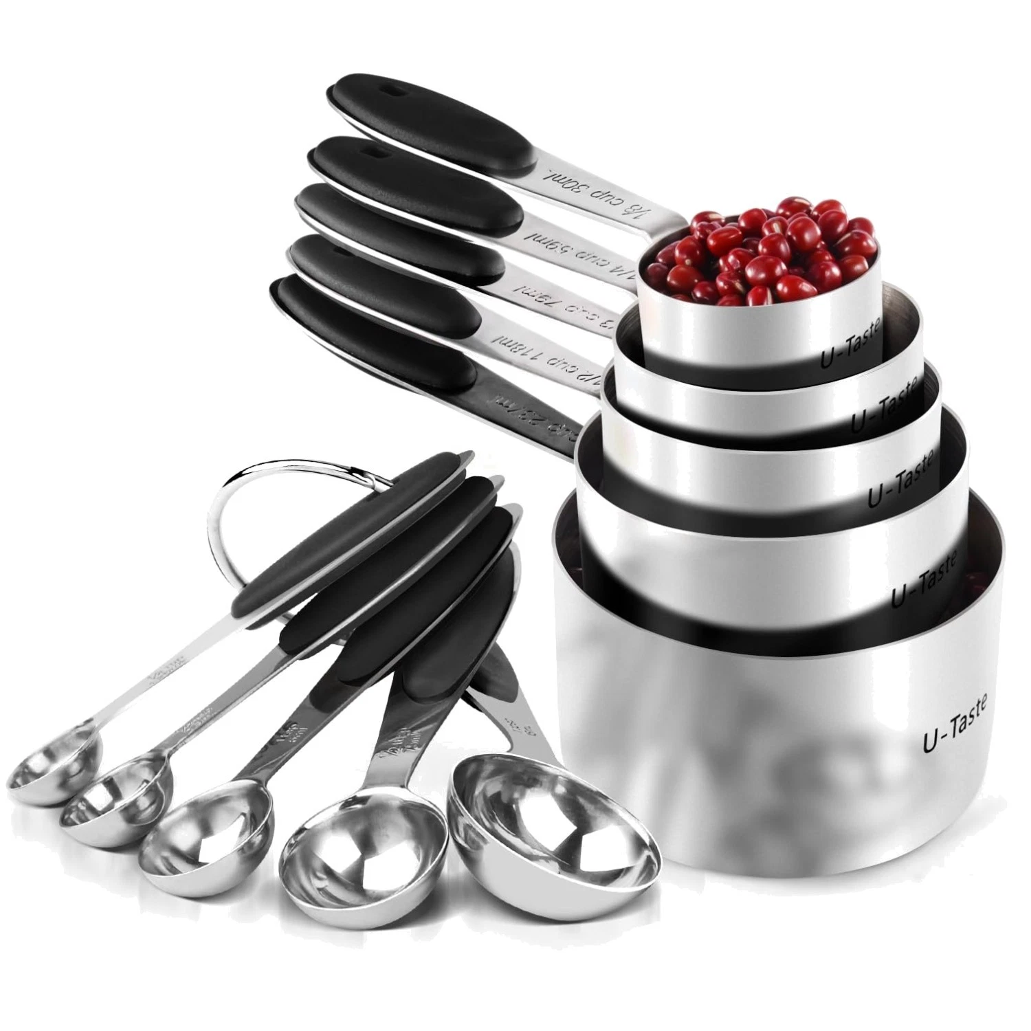 Rust Resistant Stainless Steel Measuring Cups Set - 10 Piece