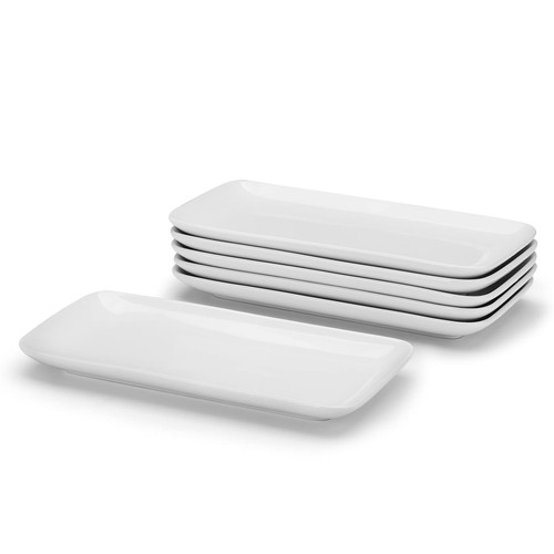 Small Platters Set of 6, Ceramic Rectangle Plates 9 Inch, Modern Sushi Plate ...