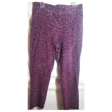 Counterparts Womens Pants Size 12 Sangria Floral Printed Mid Rise Pull On Ankle 