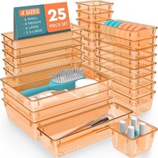 SpaceHacks 25 PCS Plastic Drawer Organizer Set, 4Size Versatile Organizer Tra...