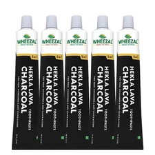 Wheezal Hekla Lava Charcoal Toothpaste 100g x 5 | Herbal Freshening Oral Care
