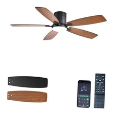 Ceiling Fans with Lights, 52 inch Low Profile Ceiling Fan with 52Inch Brown