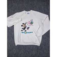 Vintage Disney Sweatshirt Mens XL White 20th Anniversary Walt Disney World 90s