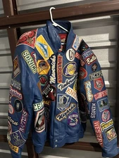 Vintage Jeff Hamilton Blue Leather NBA Jacket
