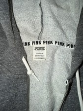 PINK Victoria's Secret Gray Fleece Full Zip Hoodie Jogger Set Logo Size S