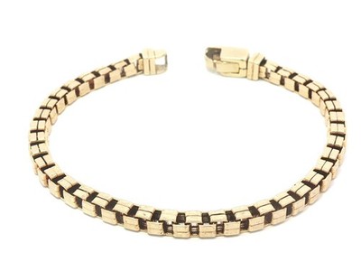Vintage UnoAErre 9k Gelbgold 3,8mm Box Gliederkette Armband individueller Verschluss
