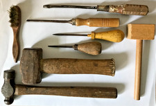 Vintage Hand Tools Lot Hammer Mallets Bradawls Chisel Screwdriver Brush