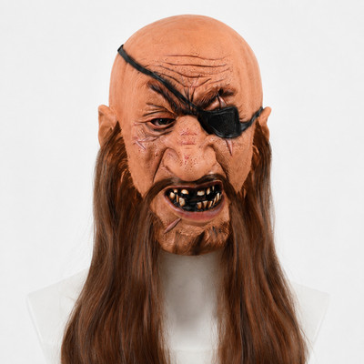 Piraten Maske Herren Halloween Horror Augenklappe Bart Vollmaske Fasching Kostüm