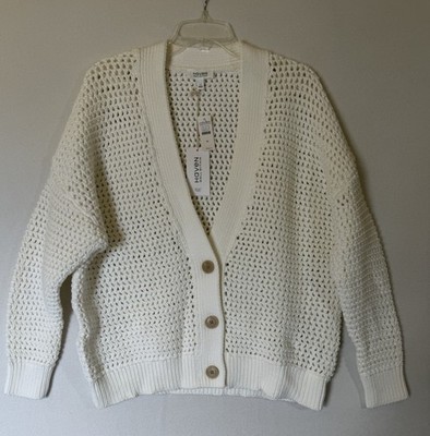 Haven Well Within Cardigan Sweater Womens M Organic Cotton White Oversized