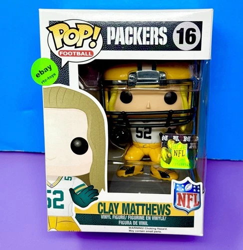 Funko Pop NFL #16 Green Bay Packers Clay Matthews Figure Helmet Jersey Vaulted