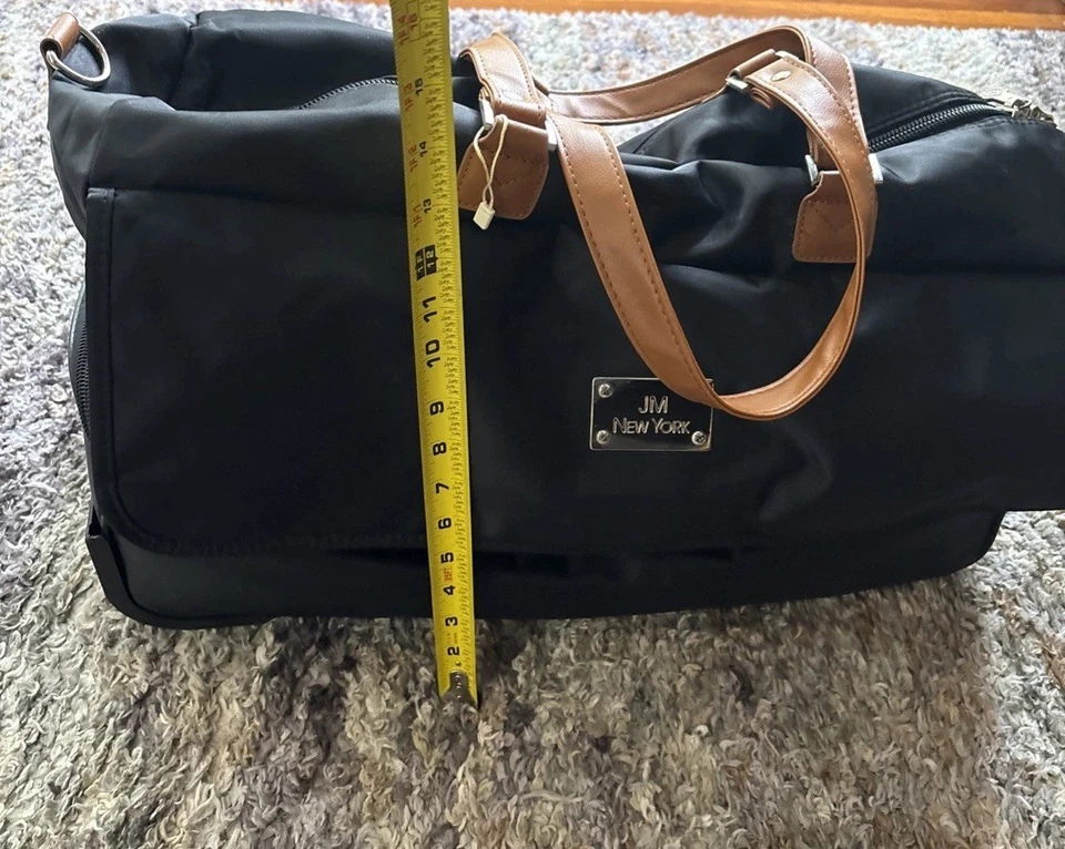 Joy Mangano JM New York Black Expandable Duffel Bag Luggage Roller Wheels 21" L - Image 3 of 4