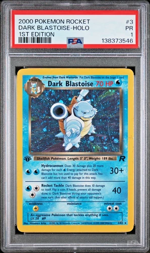 HUGE SWIRL 1ST EDITION PSA 1 2000 Team Rocket Dark Blastoise 3/82 Holo Pokemon
