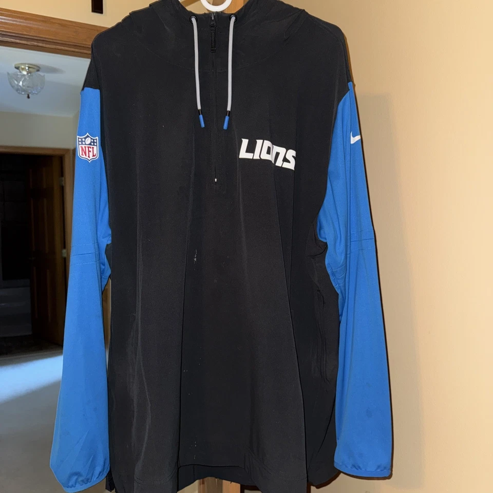 Detroit Lions Nike Sideline Pre-Game Player 1/2-Zip Hoodie Jacket XXL  - Image 2 of 4
