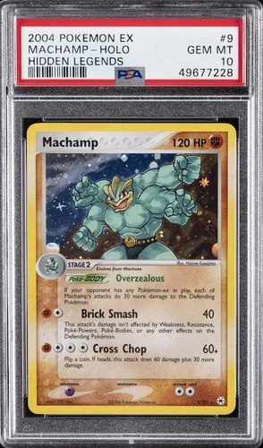 2004 POKEMON EX HIDDEN LEGENDS #9 MACHAMP-HOLO PSA 10