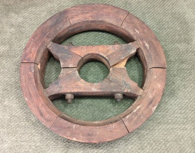 Vintage WOODEN PULLEY Flat Belt Drive 13''x3'' Primitive Rustic Decor