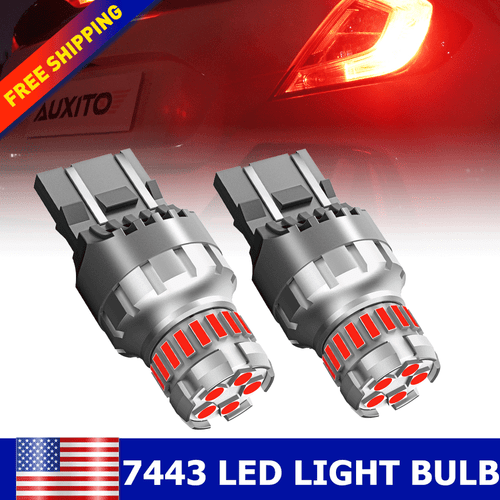 7443 7440 LED Red White Strobe Flash Blinking Brake Stop Tail Parking Light Bulb - Foto 12 di 19