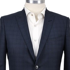 Gucci Dark Aegean Blue Check Wool/Silk 2 Butt...