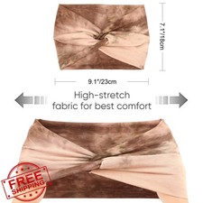 AQOKKA Wide Turban Headband Boho Twisted Knot Non Slip Elastic Hairband