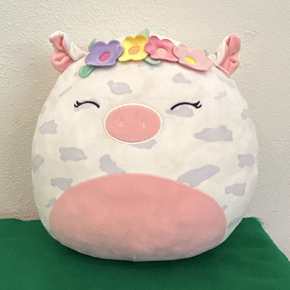 Squishmallows Soft Pig Plush with Flower Crown, White Pink Gray (2020)