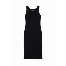 Armani Exchange Womens Black Sleeveless Scoop Neck Midi Bodycon Dress Small