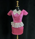 Vintage *Barbie* Clothes: Tricot Hot Pink 90's Dress w/ Iridescent Accents, Read