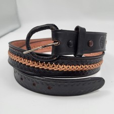 Vintage Mexico Full Grain Leather Western Belt Sz 40 Rodeo Dark Brown