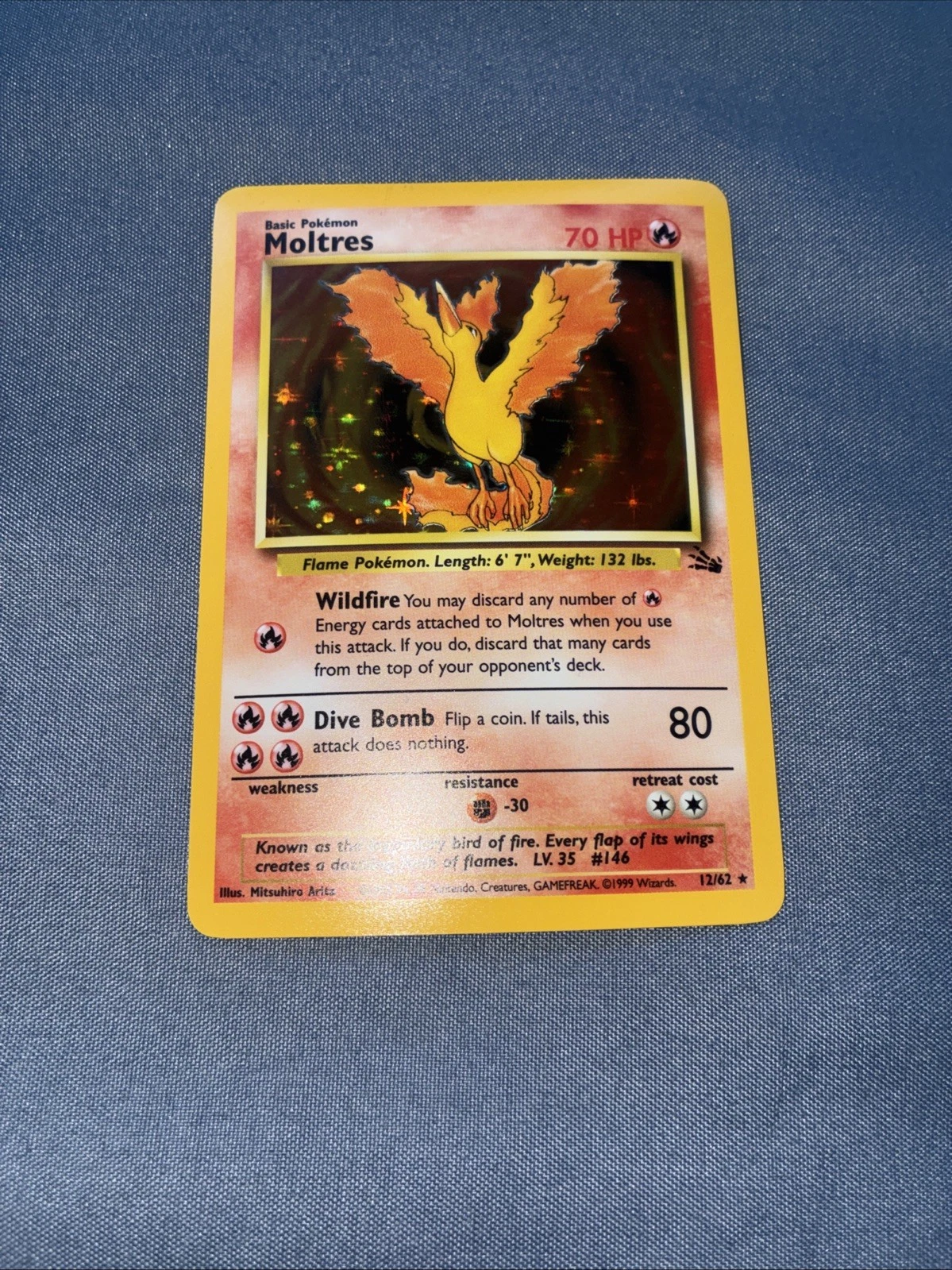 Pokemon TCG Moltres 12/62 Vintage Fossil Holo RARE