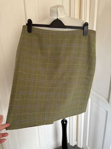 Really Wild Ladies 100% Wool Tweed Check Country Style Pencil Skirt Size UK 14 - Picture 3 of 10