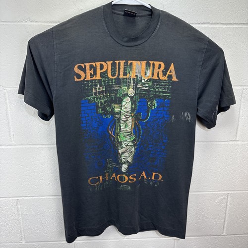 Camisa de Colección Sepultura Chaos AD Tour Para Hombres Grande Banda Negra Camiseta Euro - Imagen 2 de 19