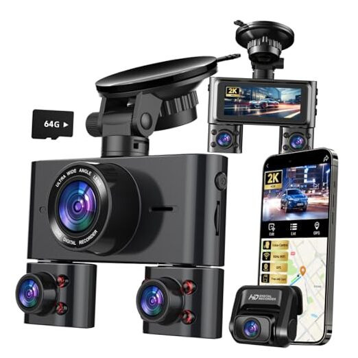 360° Dash Cam for Cars – Front, Rear, and Inside with 4 V7PLUS Features-image