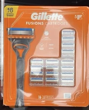 NEW - Gillette Fusion 5 Razor Blades - 16 Cartridge - New Pack Sealed USA