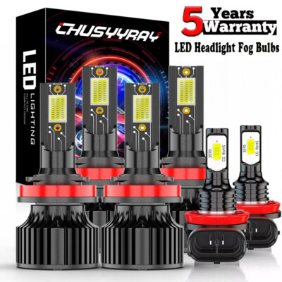 For Nissan Altima 2007-2018 6x LED Headlight+Fog Light Bulb Combo Kit 6500k