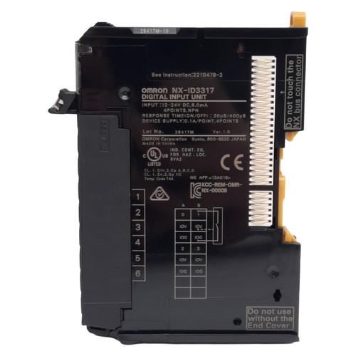 Omron NX-ID3317 Modulo di ingresso PLC digitale, NPN, 4 punti, 12-24VDC, guida DIN - Foto 3 di 8