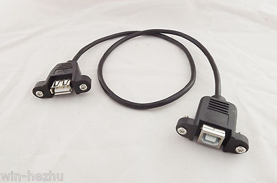 10x USB 2.0 A Female To B Female Socket Panel Mount Screw Extension Cable 1.5ft