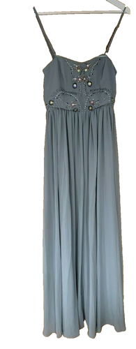 ASOS Grey Beaded Maxi Dress with Removeable Straps UK 8 Party Occasion BNWT - Picture 1 of 3