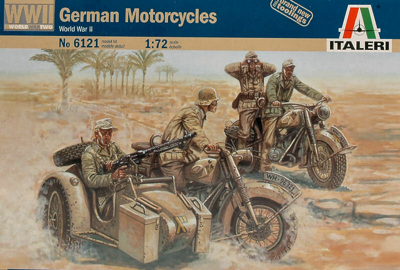 WWII German Motorbikes Motorcycle Recon Plastic Kit 1:72 Model ITALERI