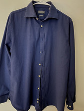 Michael Kors Dress Shirt L 16 1/2 34-35 slim fit dark blue spread collar