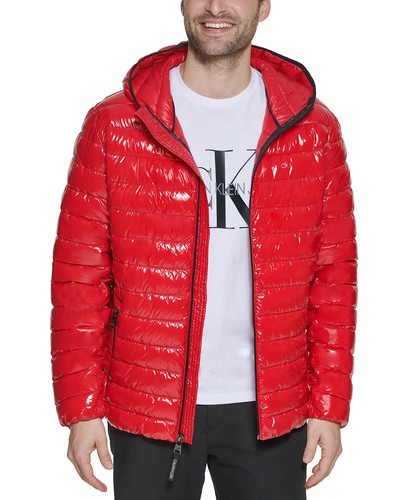 $225 NWT Calvin Klein Men's True Red Hooded Packable Down Jacket XXL  190828068433 | eBay