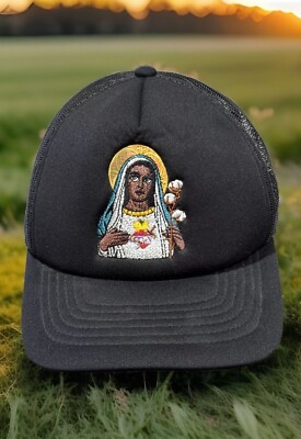 Denim Tears Tremaine Emory Black Madonna Saint Mary Mesh Snapback Baseball Cap