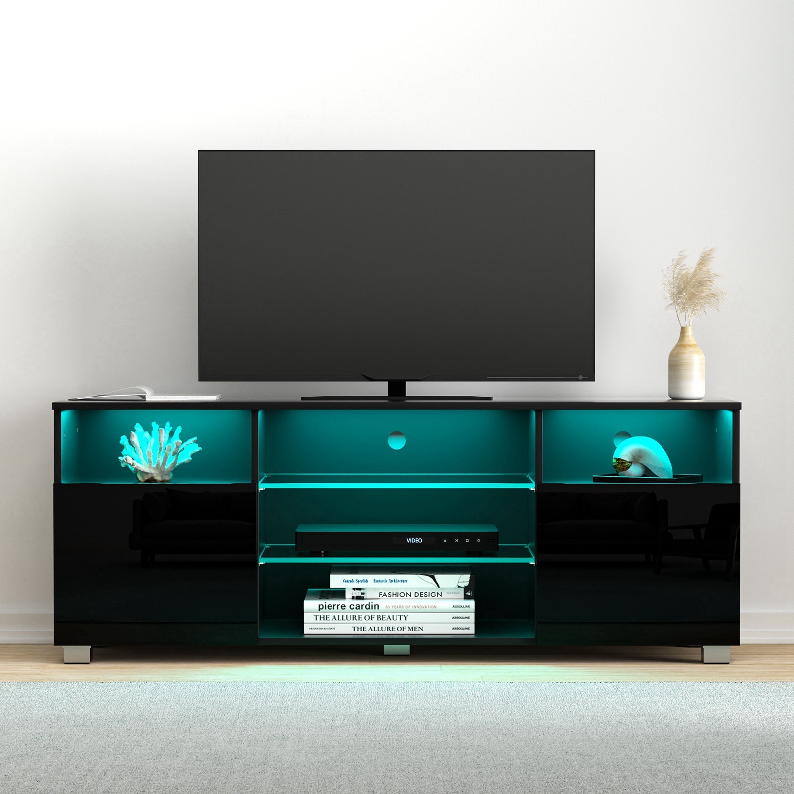47"/57"/65" Modern LED High Glossy TV Stand, Media Console, 