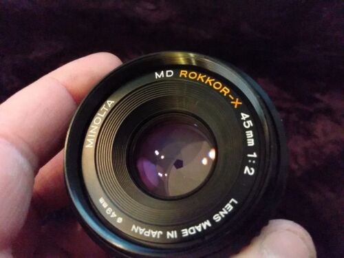 Minolta MD Rokkor-X 45 mm f2 Vintage Kamera Objektiv – orange Buchstaben SR MD MC Halterung - Bild 1 von 8