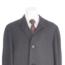 Hart Schaffner Marx Black Wool Single Vented Overcoat Top Coat Mens 40