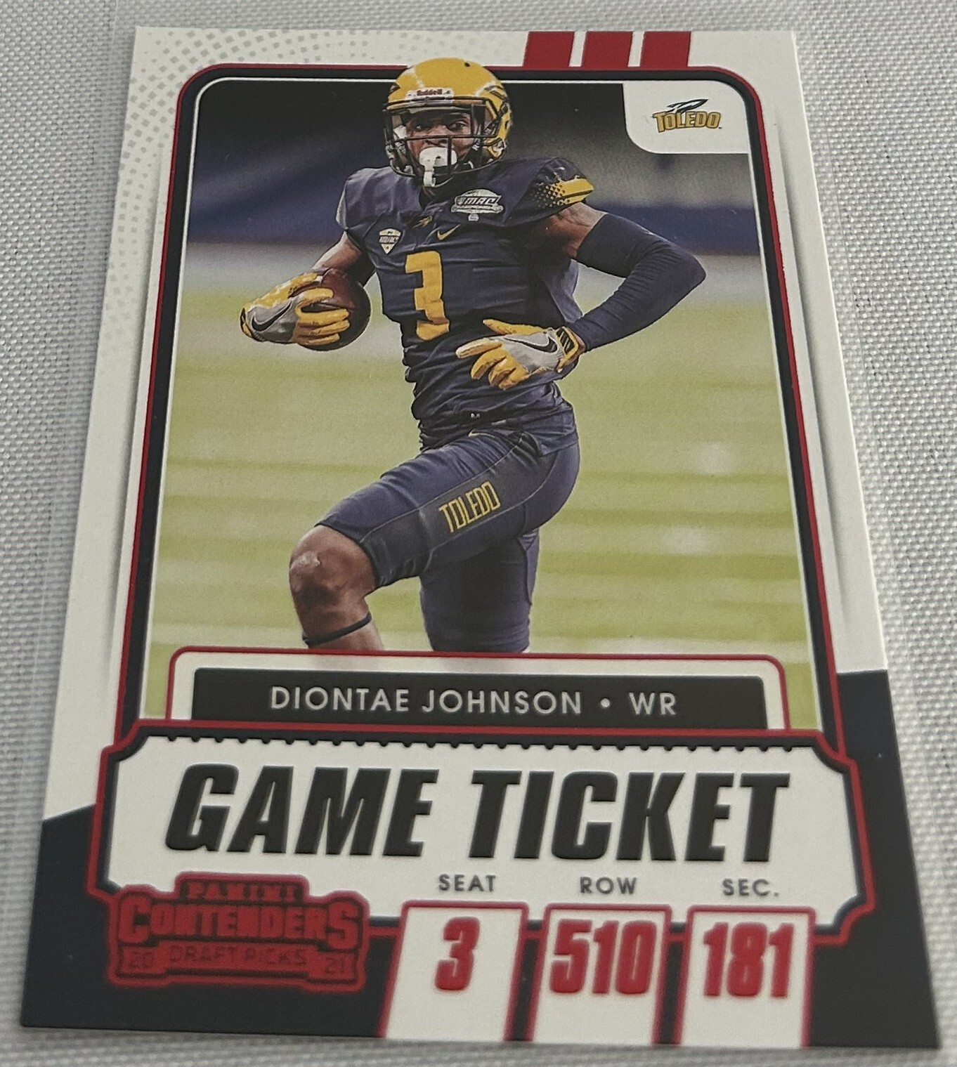2021 Panini Contenders Draft Picks Football Diontae Johnson Toledo Rockets Red