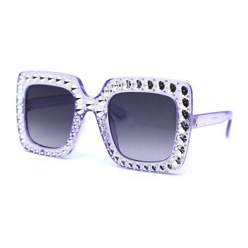 Kids Size Girls Bling Concave Engraving Glitzy Rectangular Butterfly Sunglasses - Picture 14 of 27