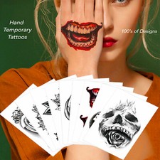 Temporary Tattoo for Men Women Kids Halloween Skull Letter Mandala Rose for Hand