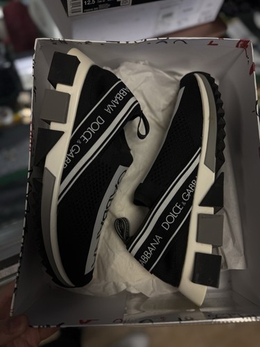 DOLCE & GABBANA Shoes Black White Slip On Sorrento Sneakers 10W/40.5EU Womens - Picture 15 of 17