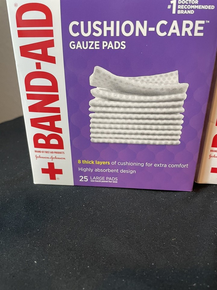 BandAid Large CushionCare Gauze Pads, Large 4” X 4” Pads, 25 Ct. Per