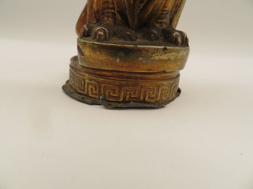 Vtg Antique? Brass Eagle w Wings Flag Pole Topper Finial Statue Heavy 8" tall - Picture 9 of 10